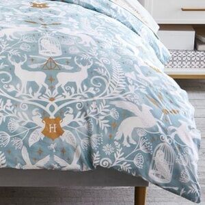POTTERY BARN TEEN HARRY POTTER Blue PATRONUS DAMASK Duvet Cover Full/Queen READ